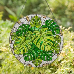 Monstera Deliciosa Stained Glass Art - Intricate Tropical Plant Tiffany Style Window Stained Glass Suncatcher