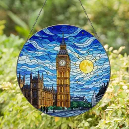 Big Ben Clock Tower Parliament Night Sky Mosaic - London Landmark Stained Glass Gift Stained Glass Suncatcher