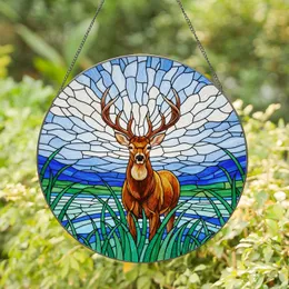 Majestic Deer Buck Antlers Stained Glass Tiffany Style - Nature Wildlife Home Decor Stained Glass Suncatcher