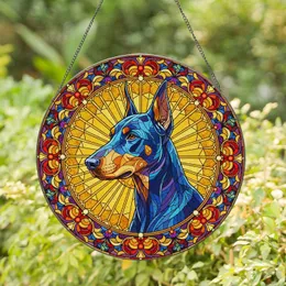 Doberman Stained Glass Art - Tiffany Style Mosaic Dog Window Decoration Accent Stained Glass Suncatcher