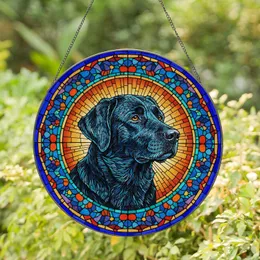 Black Labrador Retriever Stained Glass Tiffany Style Art - Colorful Dog Portrait Mosaic Stained Glass Suncatcher