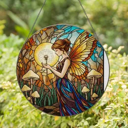 Fairy Dandelion Butterfly Wings Mushroom Tiffany Style - Ethereal Fantasy Decor Gift Stained Glass Suncatcher