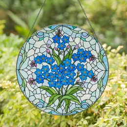 Forget-Me-Not Flowers Tiffany Style Stained Glass Mosaic Intricate Garden Jewel Tones Stained Glass Suncatcher