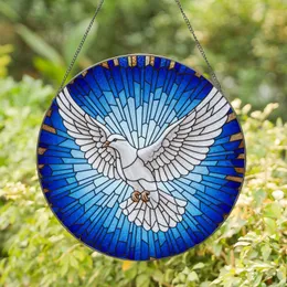 White Dove In Flight Stained Glass Art - Tiffany Style Starburst Mosaic, Intricate Lead Lines Stained Glass Suncatcher