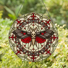 Deaths-head Hawkmoth Gothic Stained Glass Mosaic Translucent Jewel Tones Home Decor Stained Glass Suncatcher