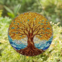 Tiffany Style Stained Glass Tree of Life Art Gnarled Roots & Vibrant Jewel Tones Stained Glass Suncatcher