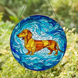 Intricate Stained Glass Dachshund Dog Art, Tiffany Style Mosaic Swirls - Pet Owner Gift Stained Glass Suncatcher