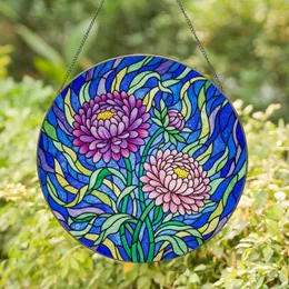 Tiffany Style Stained Glass Aster Flowers Design - Intricate Botanical Mosaic Art in Jewel Tones Stained Glass Suncatcher