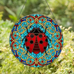 Ladybug Stained Glass Mosaic Art - Tiffany Style Jewel Tones Filigree Window Ornament Stained Glass Suncatcher