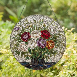 Vibrant Peony Ranunculus Bouquet - Tiffany Style Stained Glass Floral Art Decor Stained Glass Suncatcher