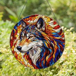Majestic Wolf Head Stained Glass Art - Segmented Fur, Amber Eyes, Tiffany Style Mosaic Stained Glass Suncatcher