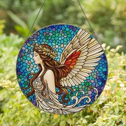 Graceful Angelic Fairy Figure Stained Glass Art Jewel Tones - Ethereal Winged Home Decor Gift Stained Glass Suncatcher