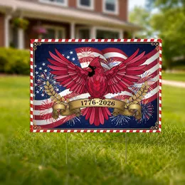 Red Cardinal American Flag 1776-2026 - USA 250th Anniversary Patriotic Commemoration Yard Sign
