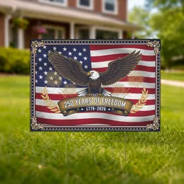 Bald Eagle American Flag 1776-2026 - USA 250 Years of Freedom Independence Day Yard Sign