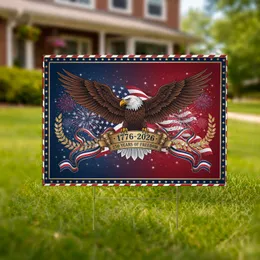 Bald Eagle American Flag 1776-2026 - USA 250 Years of Freedom Heritage Display Yard Sign