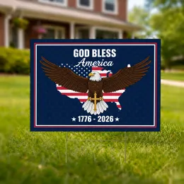 Bald Eagle American Flag 1776-2026 Cross - USA 250th Anniversary Independence Day Yard Sign