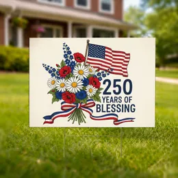 America 250th Anniversary Patriotic Floral Flag - 1776-2026 Years of Blessing Yard Sign