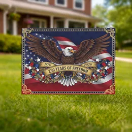 Bald Eagle American Flag 1776-2026 - USA 250 Years of Freedom Independence Day Yard Sign