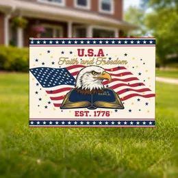 Bald Eagle American Flag Holy Bible Faith Freedom 1776-2026 - USA 250th Anniversary for Veterans Yard Sign