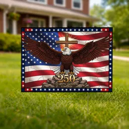 Bald Eagle American Flag Cross 1776-2026 - USA 250th Anniversary Patriotic Gift Yard Sign