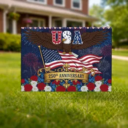 Bald Eagle American Flag Fireworks 1776-2026 - USA 250th Anniversary Commemoration Yard Sign