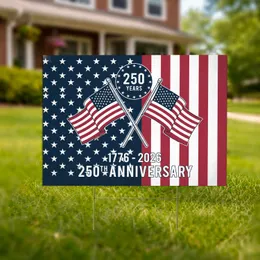 Crossed American Flags 250 Years 1776-2026 - USA 250th Anniversary Patriotic Heritage Yard Sign