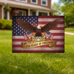 Bald Eagle American Flag 1776-2026 - USA 250 Years of Freedom Gift for Veterans Yard Sign