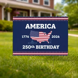 USA Flag Map 1776-2026 - America's 250th Birthday Capitol Liberty Patriotic Art Yard Sign