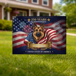 German Shepherd Patriotic Flag USA 250 Years of Independence Day 1776-2026 Yard Sign