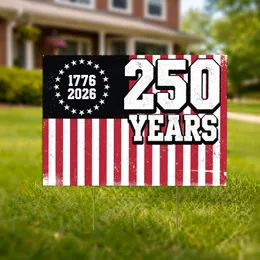 Distressed Patriotic American Flag 1776-2026 250 Years - USA 250th Anniversary Independence Day Yard Sign