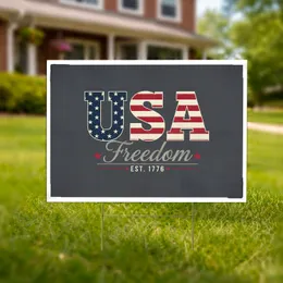 Distressed USA Flag Text Freedom 1776 - American 250th Anniversary Independence Day Yard Sign