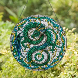 Serpentine Dragon Stained Glass Tiffany Style - Intricate Colorful Mosaic Jewel Tone Art Stained Glass Suncatcher