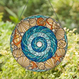 Ocean Wave Nautilus Shell Stained Glass Seashell Starfish Pearl - Beach Decor Gift Stained Glass Suncatcher