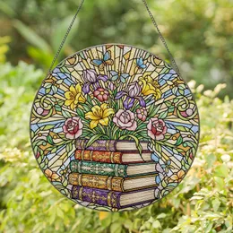 Tiffany Stained Glass Books with Blossoming Flowers Butterflies & Intricate Floral Mosaic Stained Glass Suncatcher