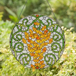 Vibrant Cascading Ginkgo Leaves Tiffany Stained Glass Art - Autumn Colors Mosaic Panel Stained Glass Suncatcher