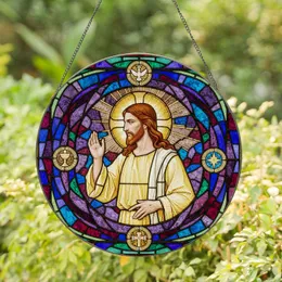 Jesus Christ Blessing Stained Glass Mosaic Art - Tiffany Style Jewel Tone Religious Decor Stained Glass Suncatcher