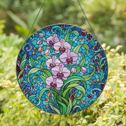 Cascading Orchid Stained Glass - Tiffany Style Jewel Tone Floral Mosaic Intricate Patterns Stained Glass Suncatcher