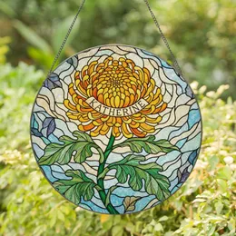 Chrysanthemum Flower Katherine Stained Glass Tiffany Jewel Tone Mosaic Sky Sunlight Stained Glass Suncatcher