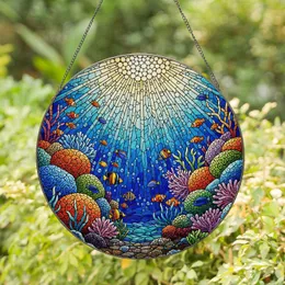 Tiffany Style Coral Reef Tropical Fish - Brain Fan Branching Corals Marine Art Decor Stained Glass Suncatcher