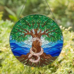 Stained Glass Tree of Life Serpent Blue Water Sky Root System Tiffany Art Stained Glass Suncatcher