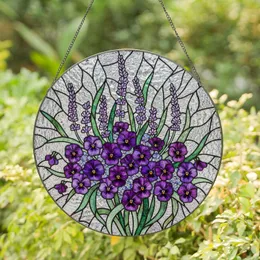 Tiffany Stained Glass Purple Blossom Bouquet - Iridescent Textured Mosaic Art Stained Glass Suncatcher