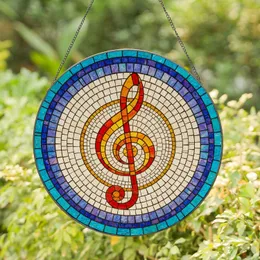 Treble Clef Stained Glass Mosaic Translucent Jewel Tones - Tiffany Style Gift for Musicians Stained Glass Suncatcher