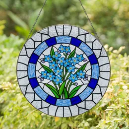Forget-Me-Not Stained Glass Mosaic Tiffany Style Blue Flower Jewel Tone Bloom Art Stained Glass Suncatcher