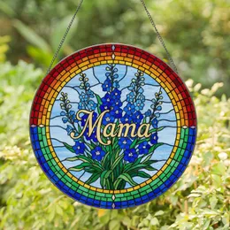 Golden Mama Stained Glass Floral Sky Mosaic Rainbow Border - Mother's Day Gift for Moms Stained Glass Suncatcher