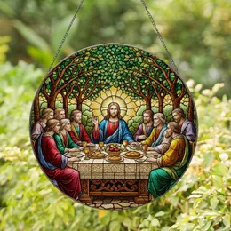Stained Glass Jesus Christ Disciples Garden Table Blessing - Christian Home Spiritual Art Stained Glass Suncatcher