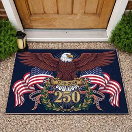Bald Eagle American Flag 1776-2026 - USA 250th Anniversary Gold Emblem Doormat