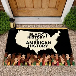 Black History Is American History USA Map Silhouette Diverse Hands Patriotic Heritage Doormat