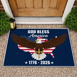 Bald Eagle American Flag 1776-2026 Cross - USA 250th Anniversary Independence Day Doormat