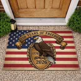 Bald Eagle American Flag 1776-2026 - USA 250th Anniversary Patriotic Bronze Shield Doormat