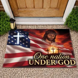 American Flag Jesus Christ One Nation Under God 250th Anniversary 1776-2026 Christian Doormat